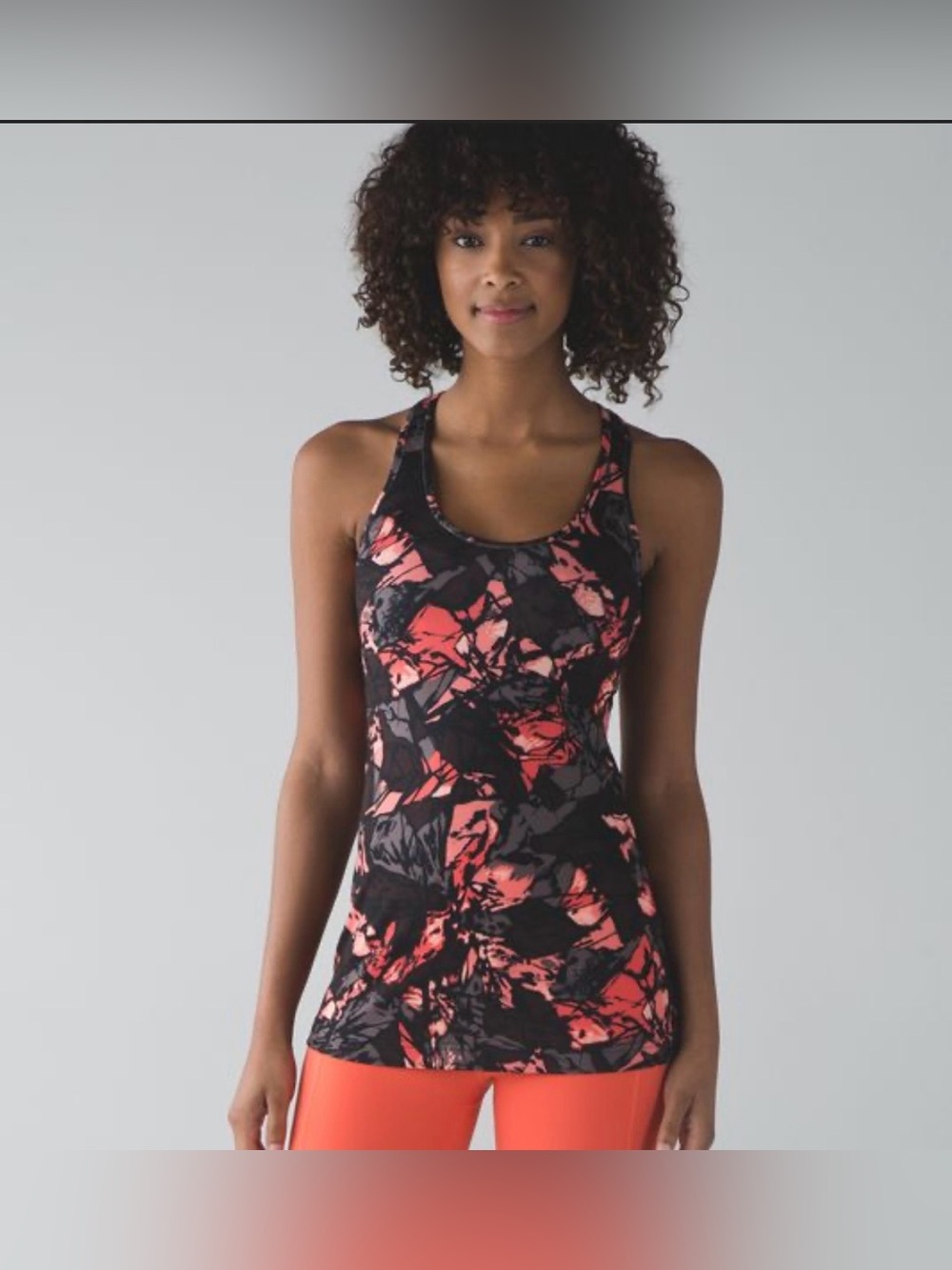 EUC Lululemon Paint Storm Luon Orange Espresso Black Cool Racer Back Tank 10